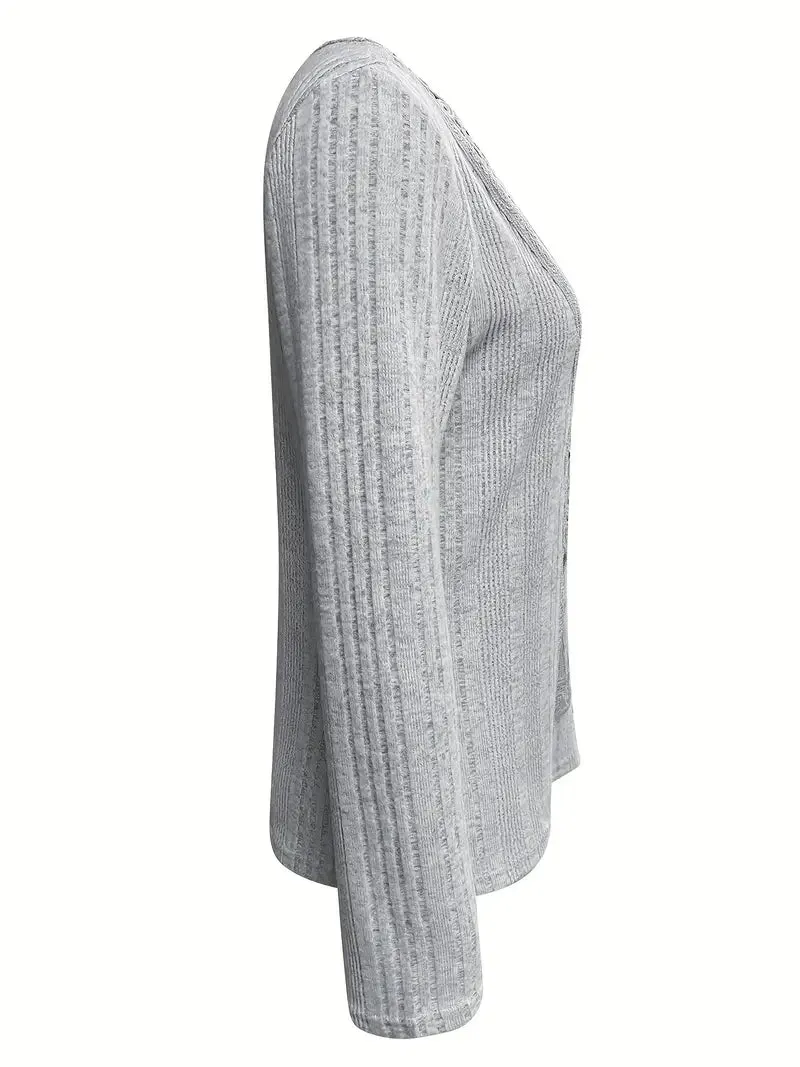 NEW Contrast Lace Crew Neck T-shirt, Casual Long Sleeve Top For Spring & Fall, Women's Clothing, Tag Says 5X, Fits 1X-3X, Dark Grey