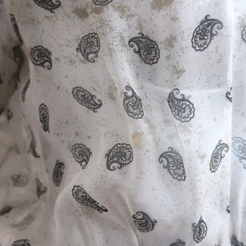 Pierre Balmain Shirtdress Cream Paisley Print Chiffon & Satin Size 38 Mini Dress