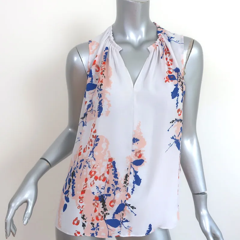 Reiss Top Warren Light Gray Floral Print Chiffon Size 4 Sleeveless Blouse