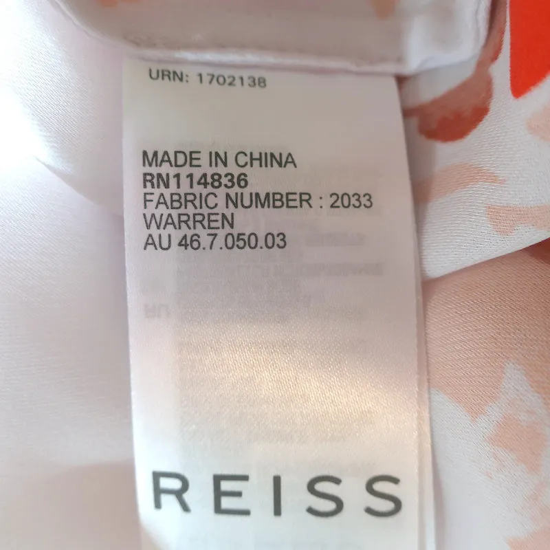 Reiss Top Warren Light Gray Floral Print Chiffon Size 4 Sleeveless Blouse