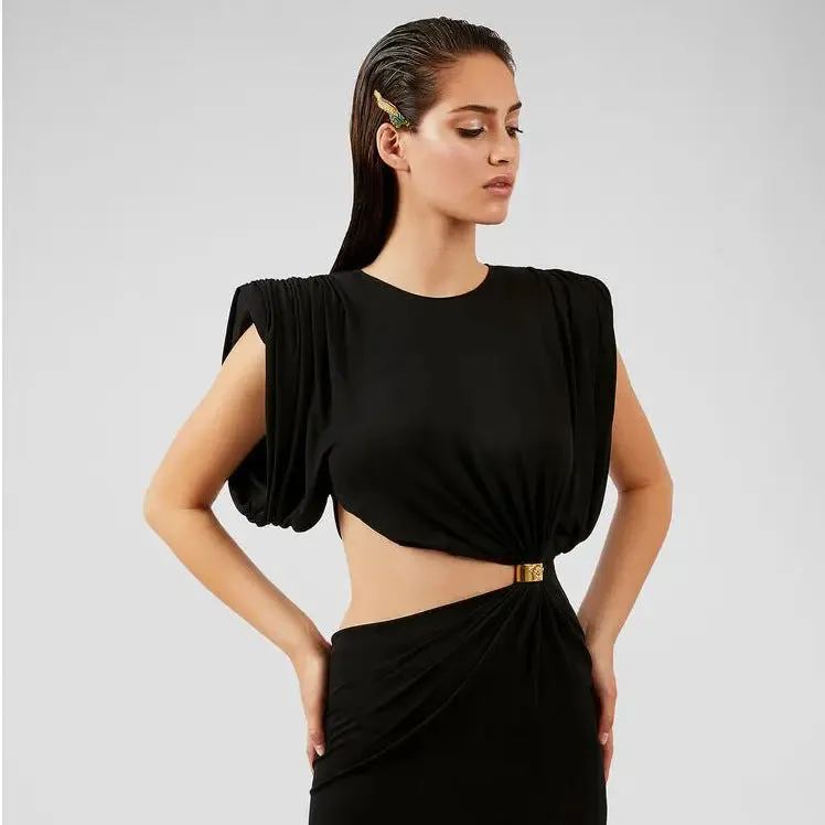 Slim Fit Exposed Waist Dress - Stylish Fashion Dress