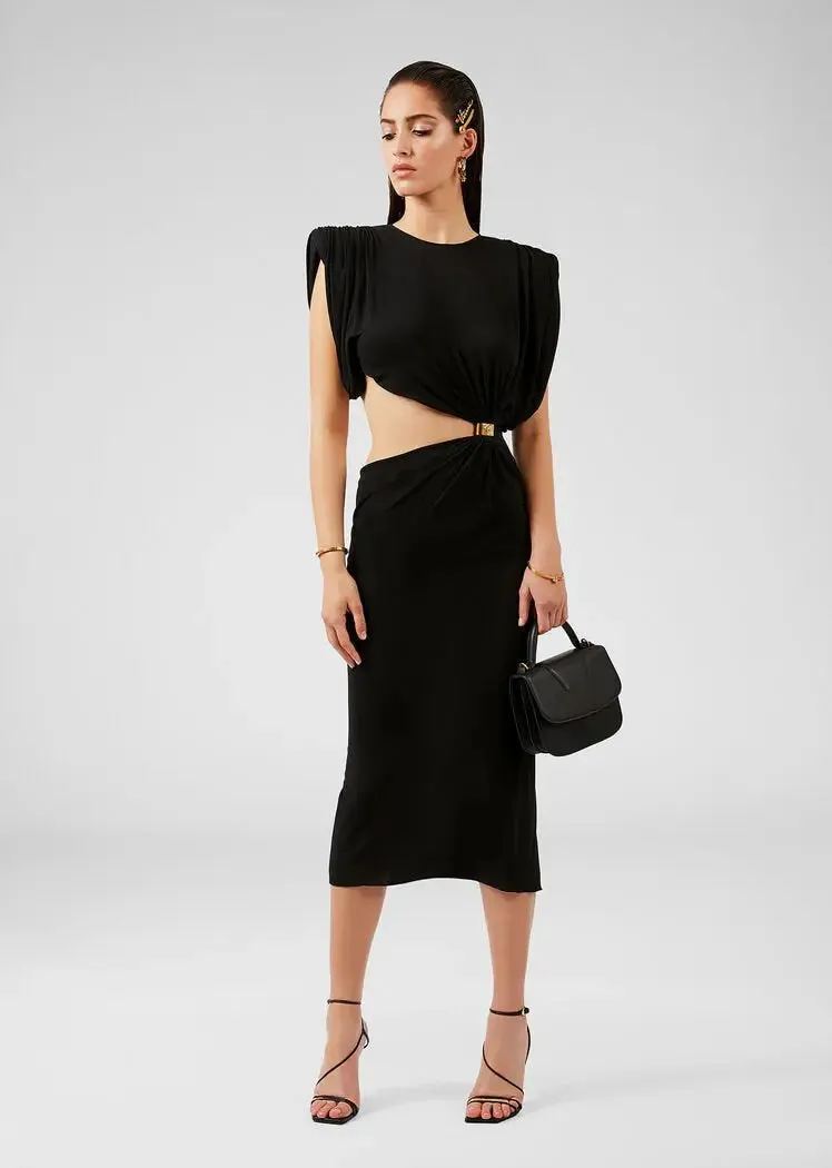 Slim Fit Exposed Waist Dress - Stylish Fashion Dress