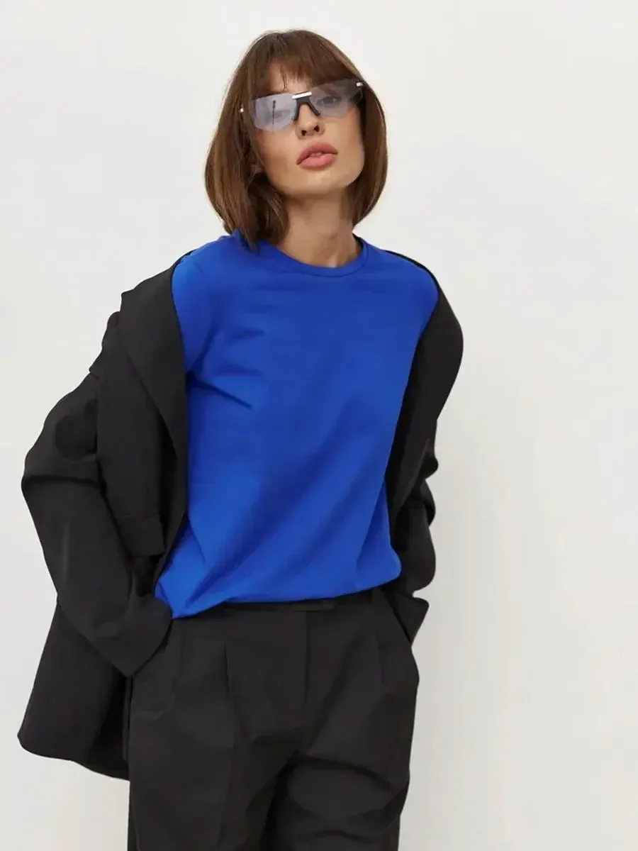 Soft 100% Cotton Oversized Long Sleeve Tee: Essential Spring & Autumn Layering Top