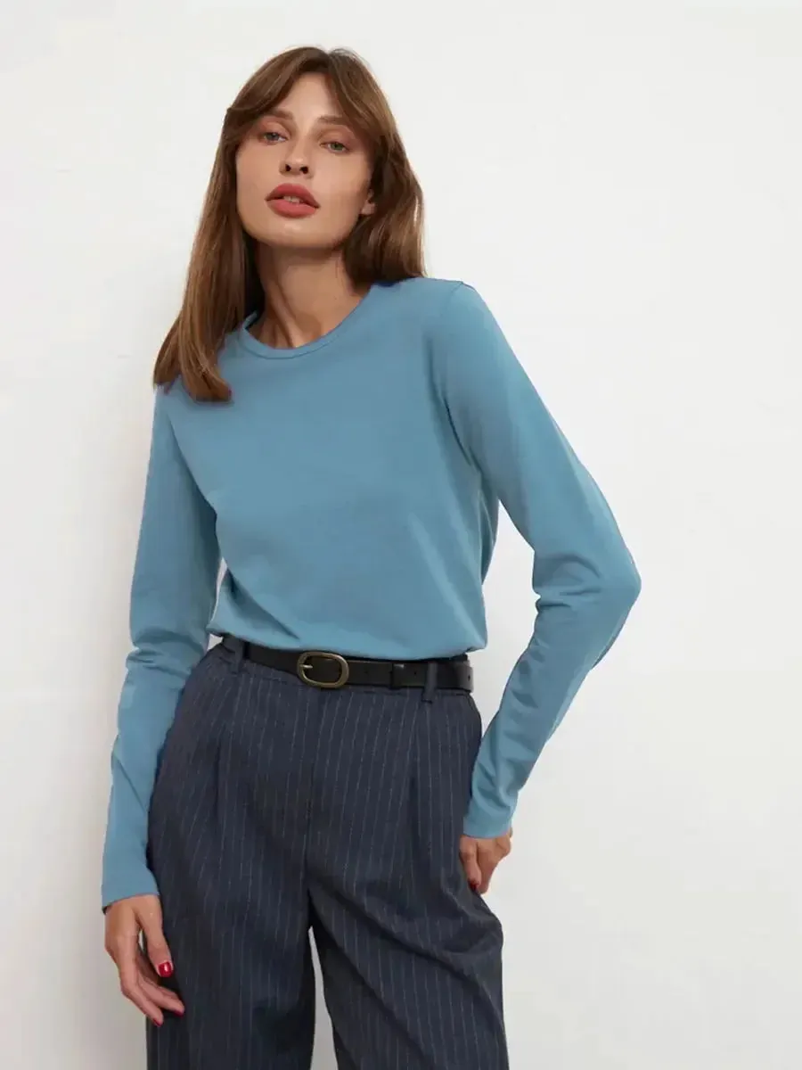 Soft 100% Cotton Oversized Long Sleeve Tee: Essential Spring & Autumn Layering Top