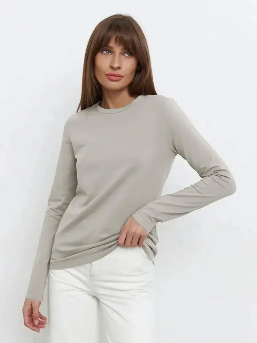 Soft 100% Cotton Oversized Long Sleeve Tee: Essential Spring & Autumn Layering Top