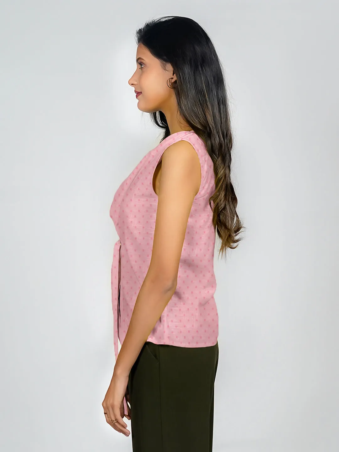 Solid Cowl Neck Tie-Up Top