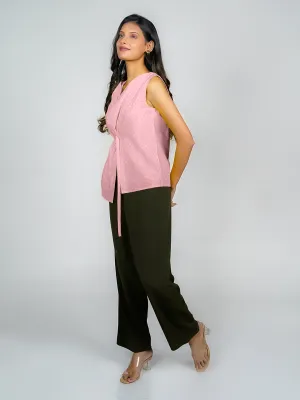 Solid Cowl Neck Tie-Up Top