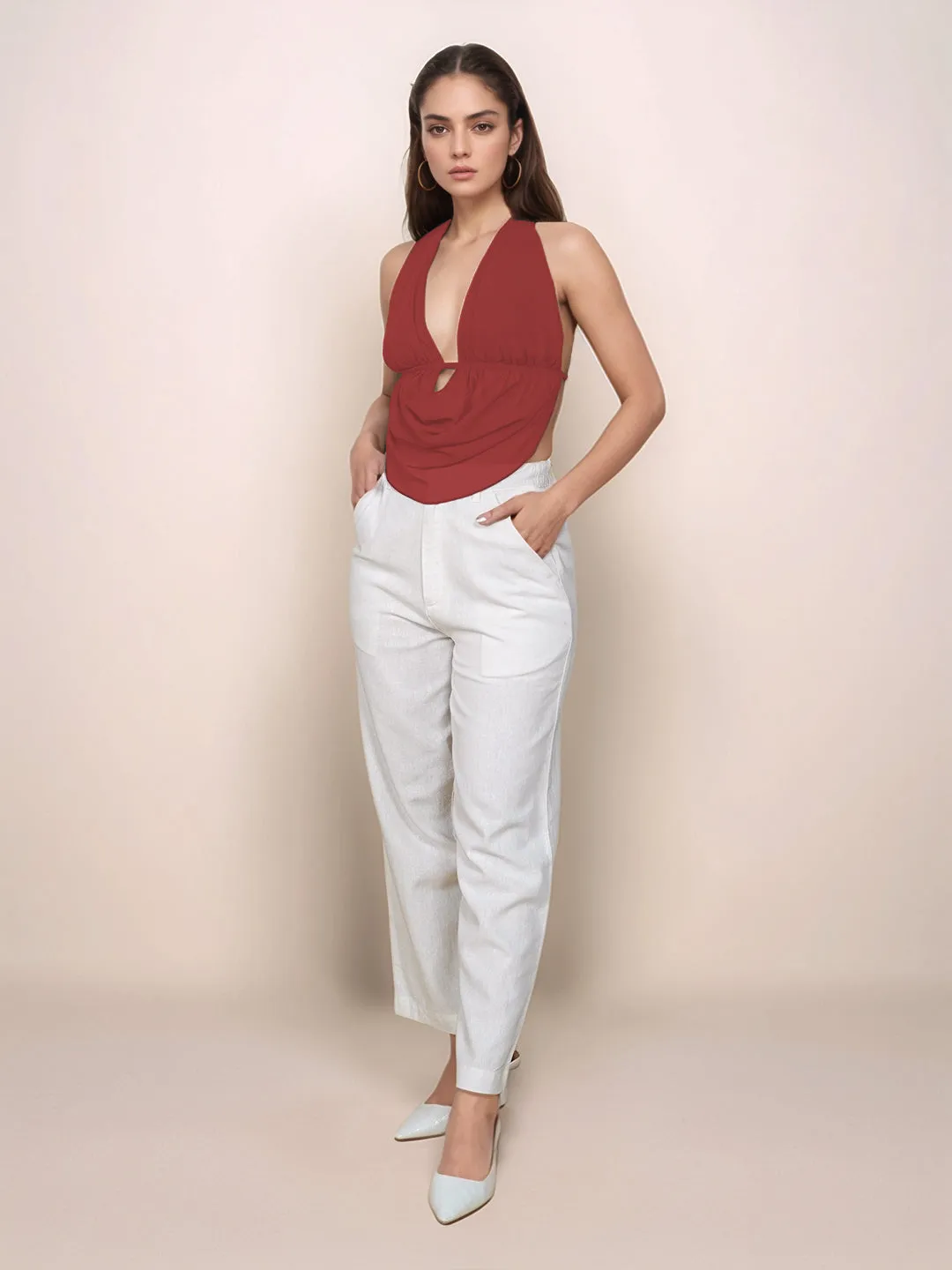 Solid V-Neck Top