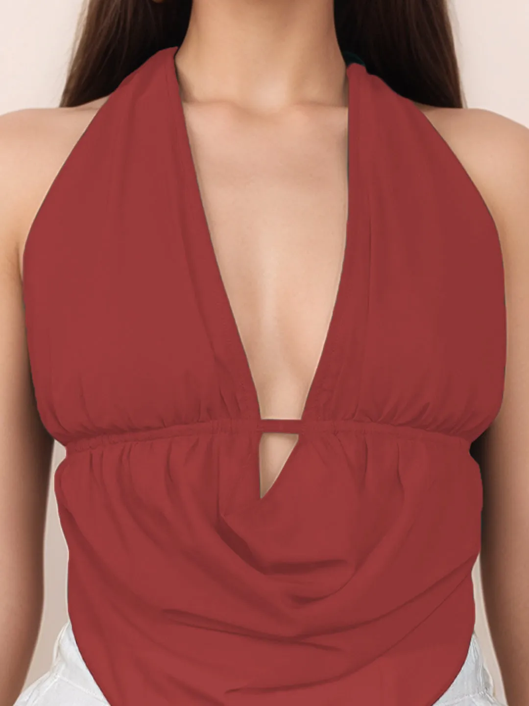 Solid V-Neck Top