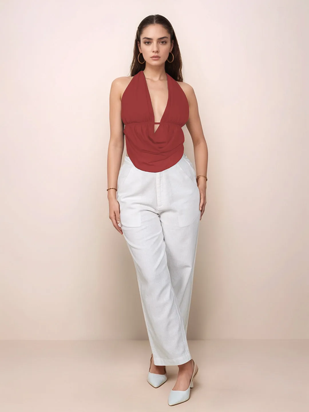 Solid V-Neck Top