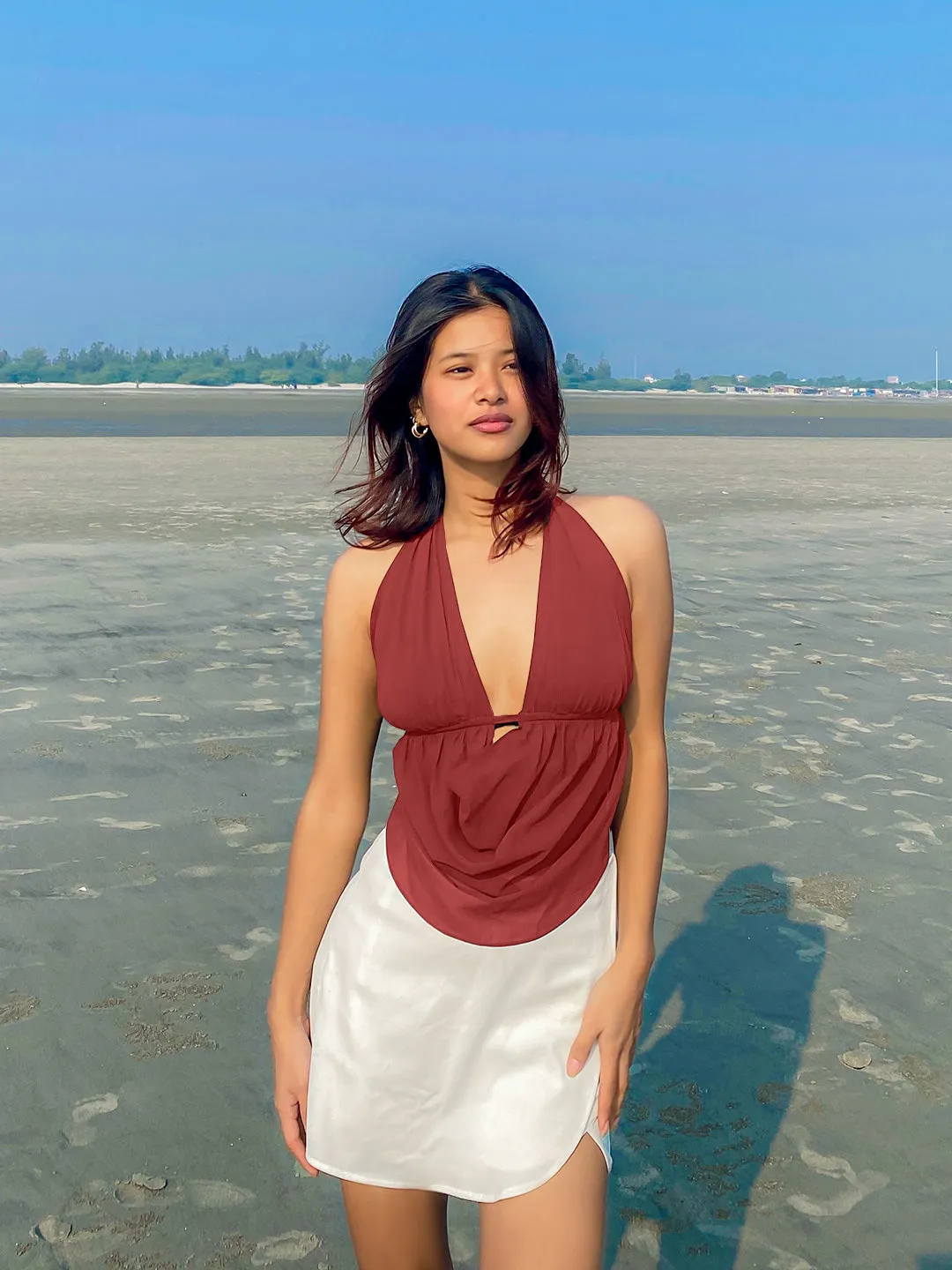 Solid V-Neck Top