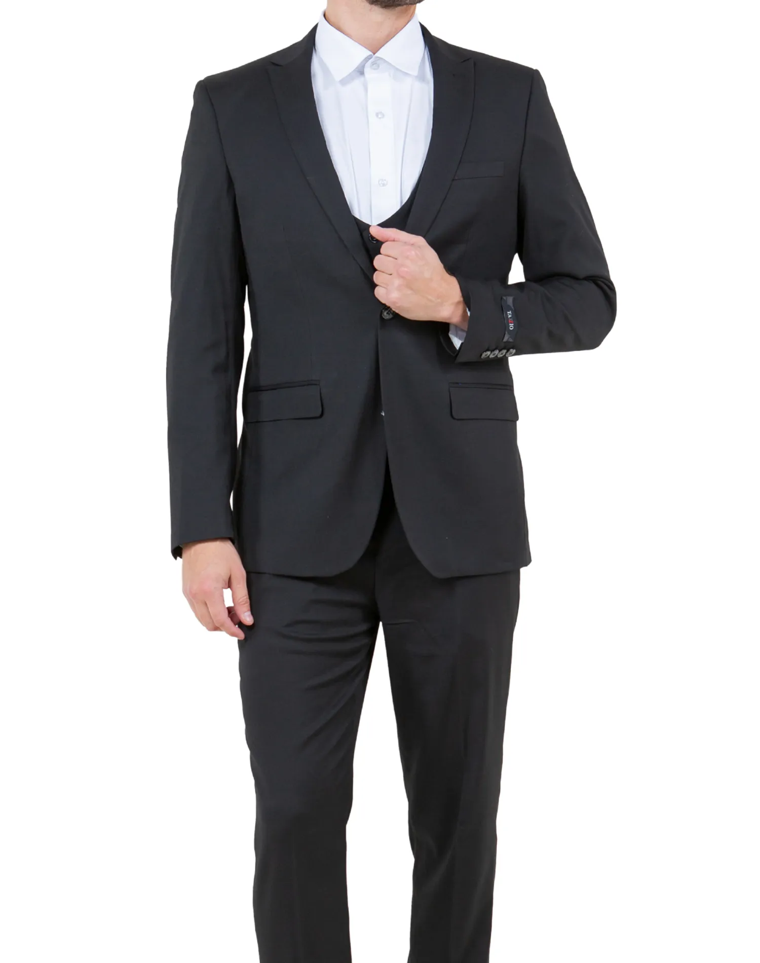 Tazzio Solid Ultra Slim Fit Vested Suit - Black