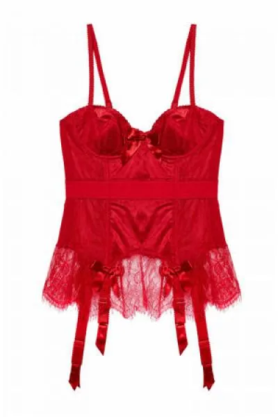 Tempest Lace Basque with Bows - Red -