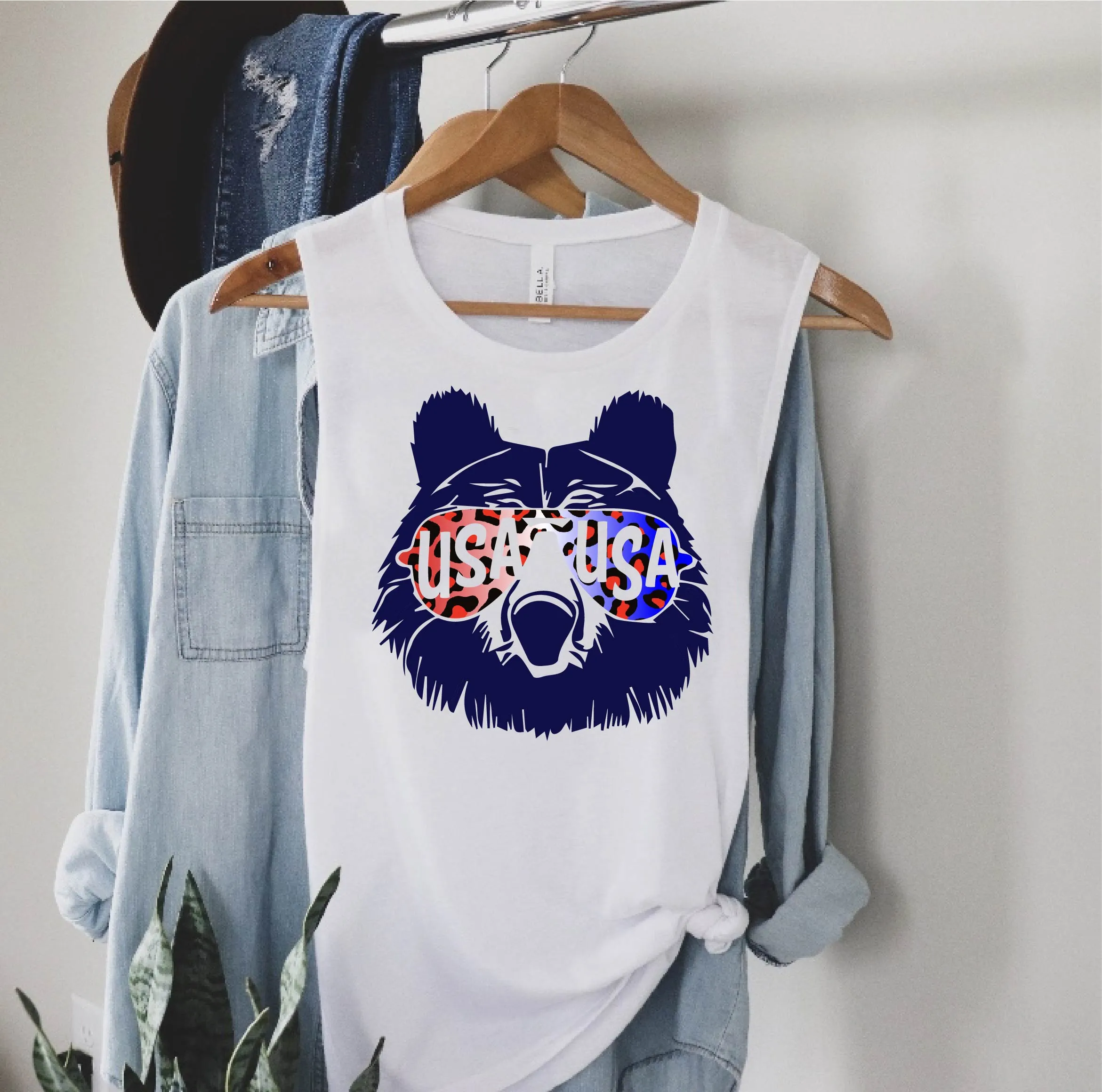 USA Leopard Bear Tank | Womens Yoga Tank