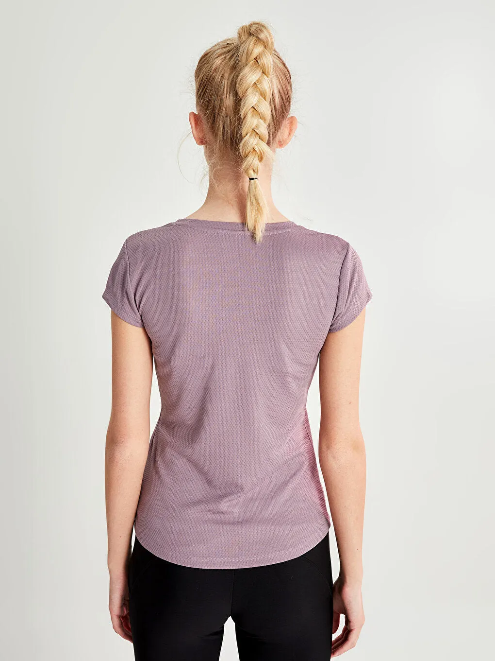 V-neck Self-patterned Short Sleeve Women's Sports T-Shirt