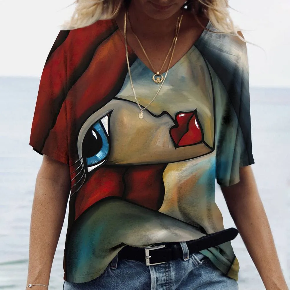 Women Tshirt Abstract Art Casual Streetwear