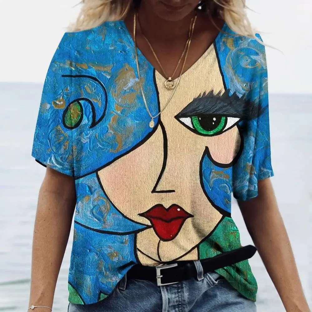 Women Tshirt Abstract Art Casual Streetwear