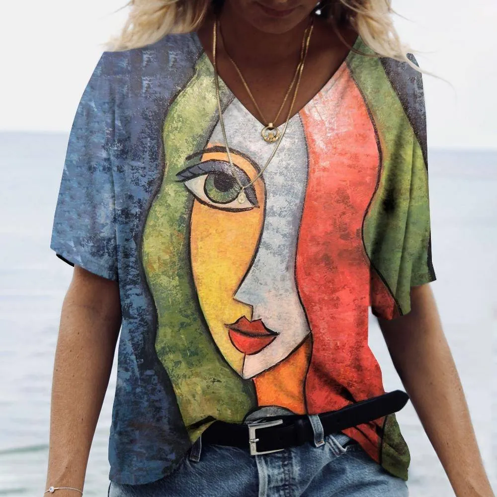 Women Tshirt Abstract Art Casual Streetwear