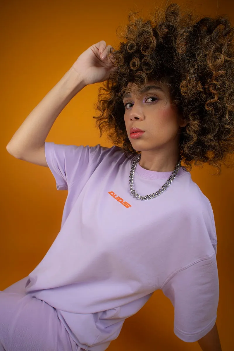 WOMEN'S 70'S SKATEBOARDER OVER-SIZED T-SHIRT (LILAC)