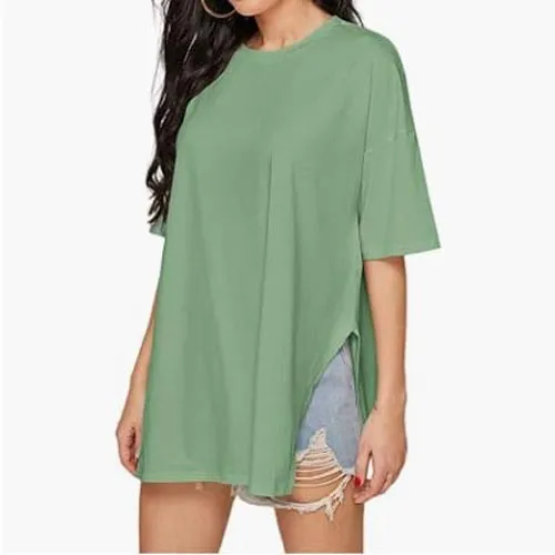 Women's Casual Loose Side Slit Short-sleeve T-Shirt