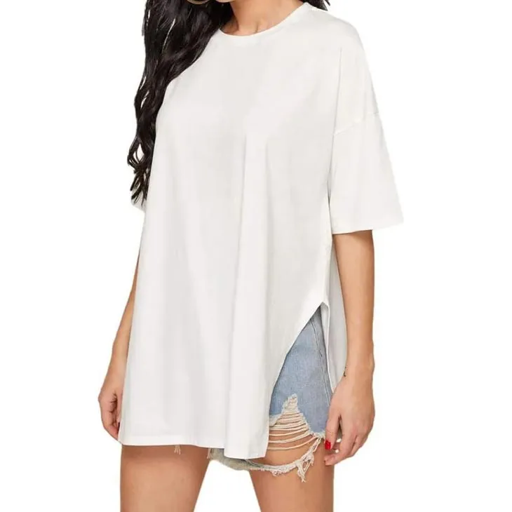 Women's Casual Loose Side Slit Short-sleeve T-Shirt