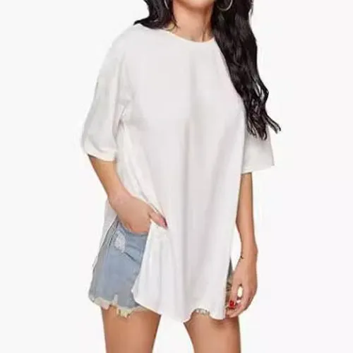 Women's Casual Loose Side Slit Short-sleeve T-Shirt