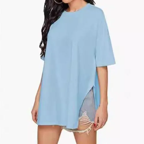 Women's Casual Loose Side Slit Short-sleeve T-Shirt