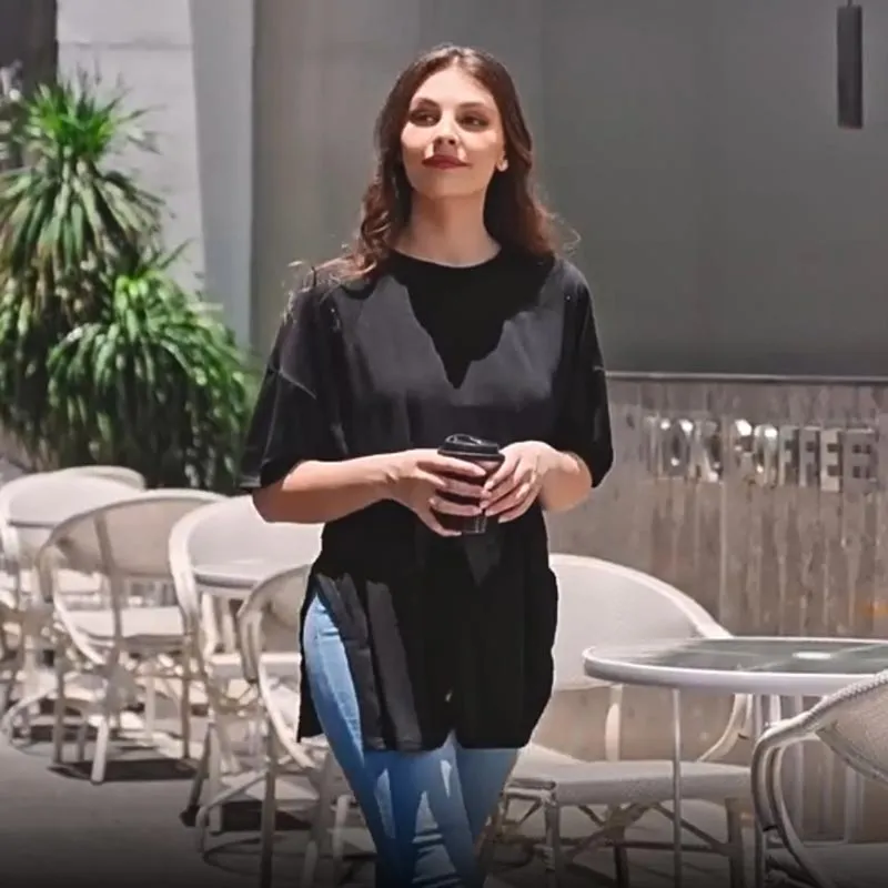 Women's Casual Loose Side Slit Short-sleeve T-Shirt