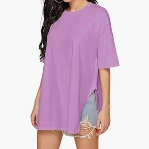 Women's Casual Loose Side Slit Short-sleeve T-Shirt