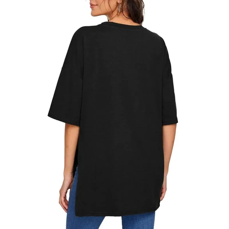 Women's Casual Loose Side Slit Short-sleeve T-Shirt