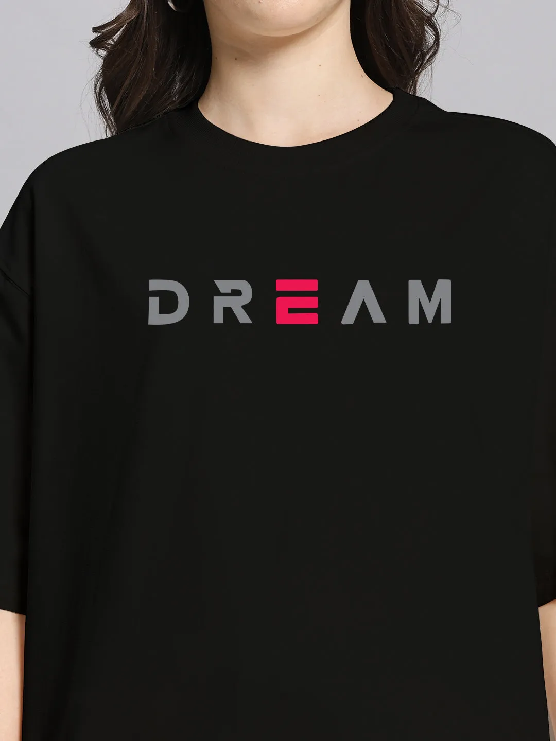 WOMEN'S FANCY DREAM OVER-SIZED T-SHIRT (BLACK)