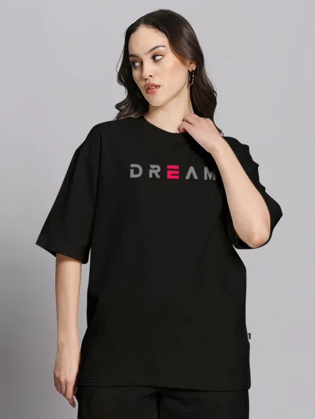 WOMEN'S FANCY DREAM OVER-SIZED T-SHIRT (BLACK)
