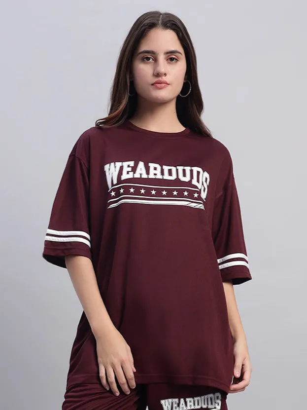 Women's Groovy Over-Sized T-Shirt (Wine)