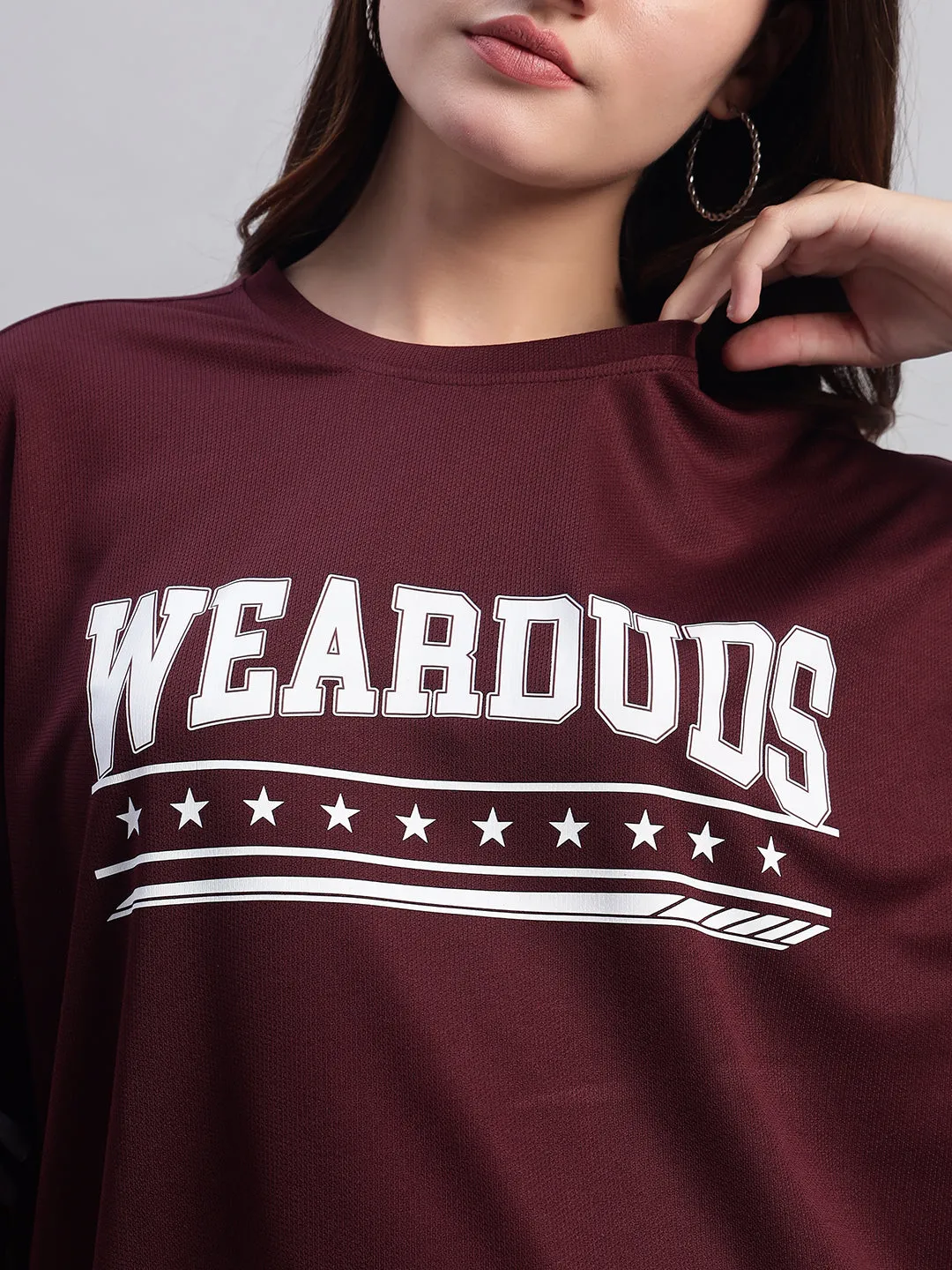 Women's Groovy Over-Sized T-Shirt (Wine)