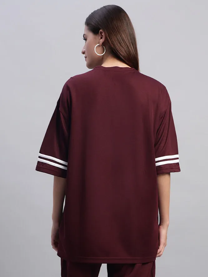 Women's Groovy Over-Sized T-Shirt (Wine)