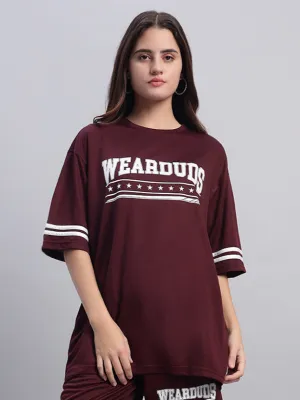 Women's Groovy Over-Sized T-Shirt (Wine)
