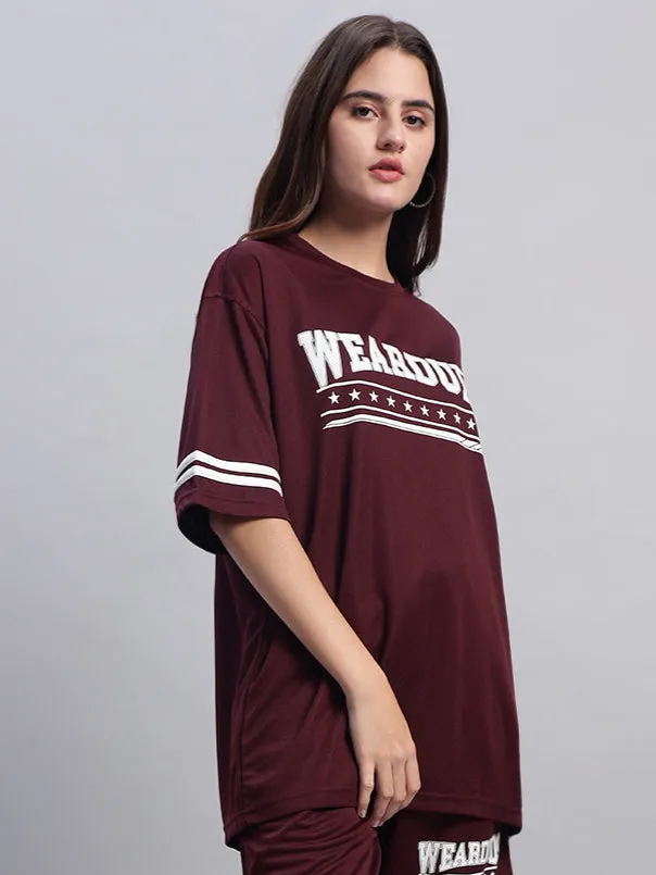 Women's Groovy Over-Sized T-Shirt (Wine)