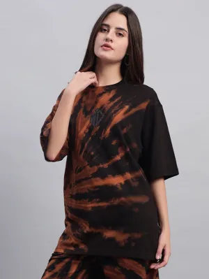 WOMEN'S HUSTLER OVER-SIZED TIE-DYE T-SHIRT (BLACK)
