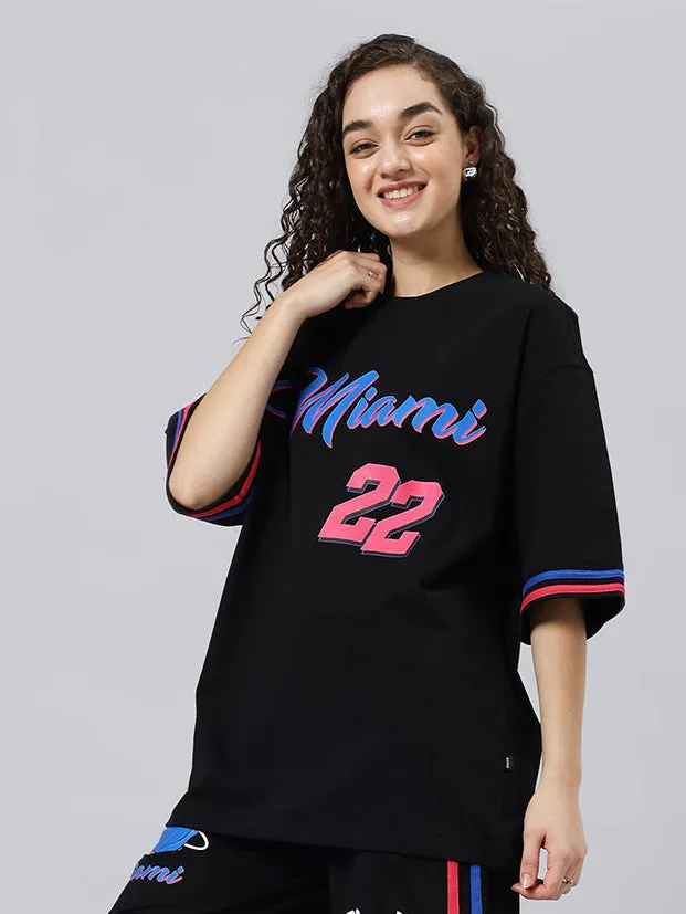WOMEN'S MIAMI OVER-SIZED T-SHIRT (BLACK)