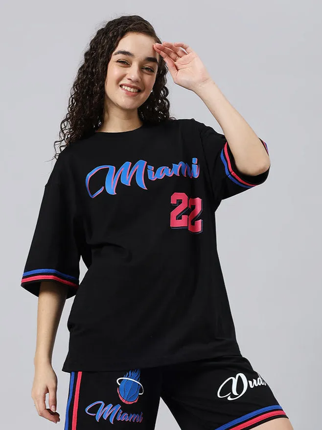 WOMEN'S MIAMI OVER-SIZED T-SHIRT (BLACK)