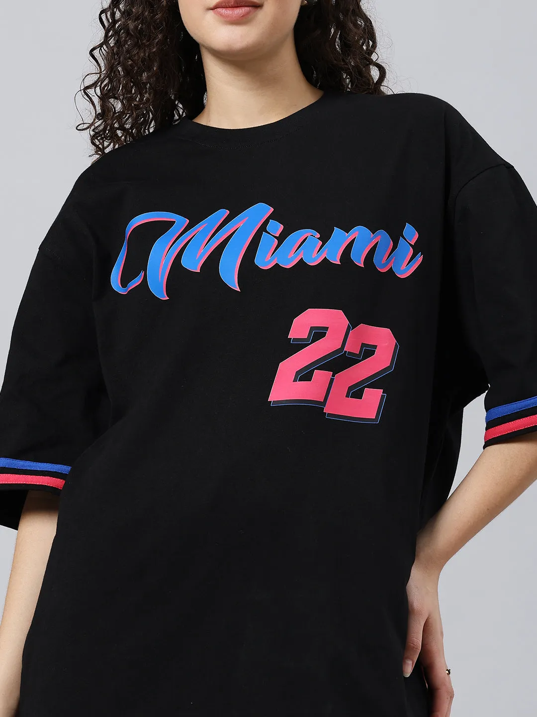 WOMEN'S MIAMI OVER-SIZED T-SHIRT (BLACK)