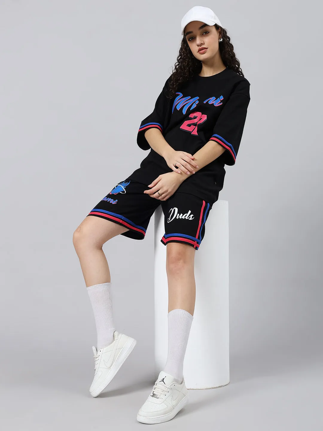 WOMEN'S MIAMI OVER-SIZED T-SHIRT (BLACK)
