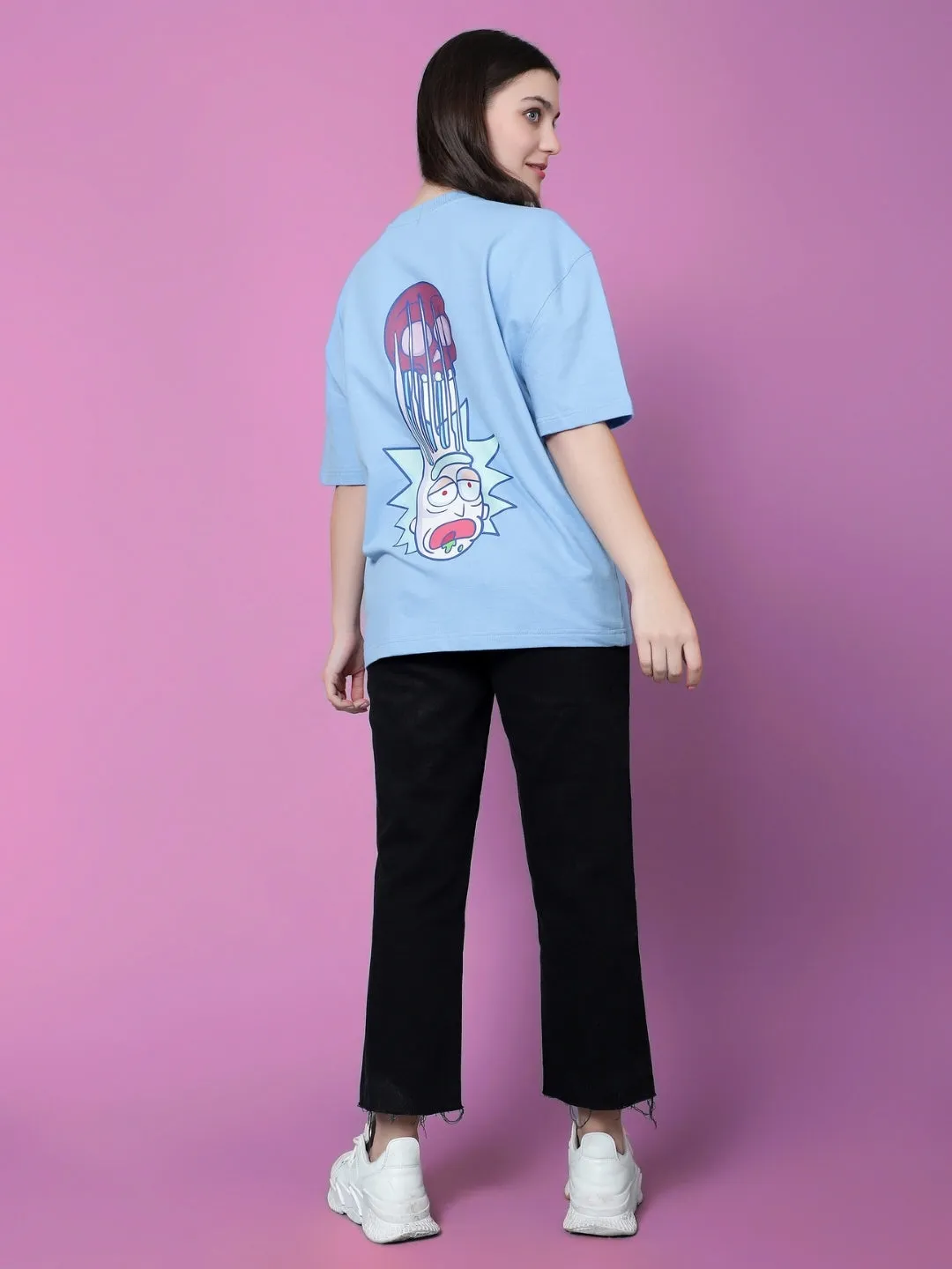 Women's Morty-Fied Over-Sized T-Shirt (Sky Blue)