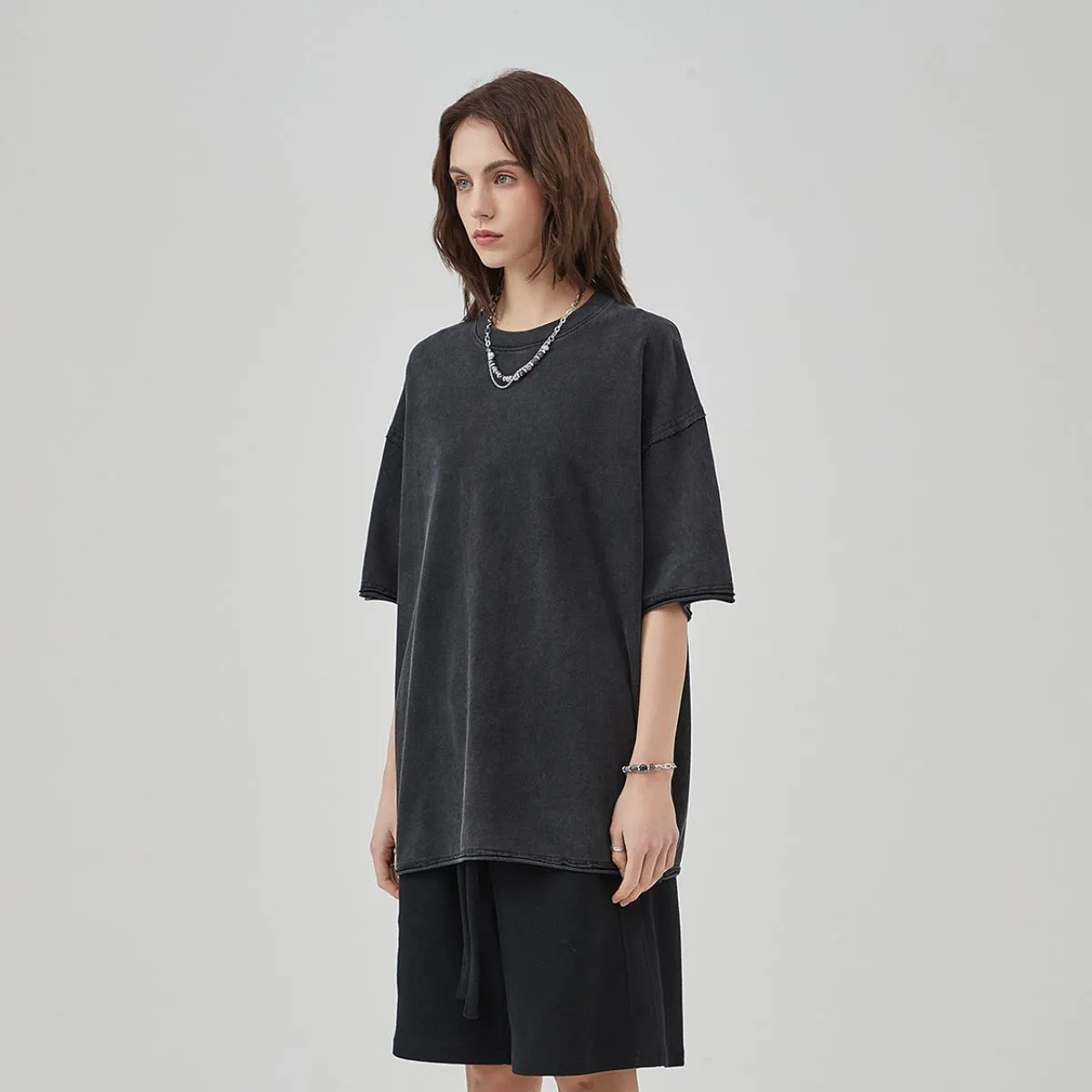 Women's Raw Edge Hem Vintage T Shirt 275gsm