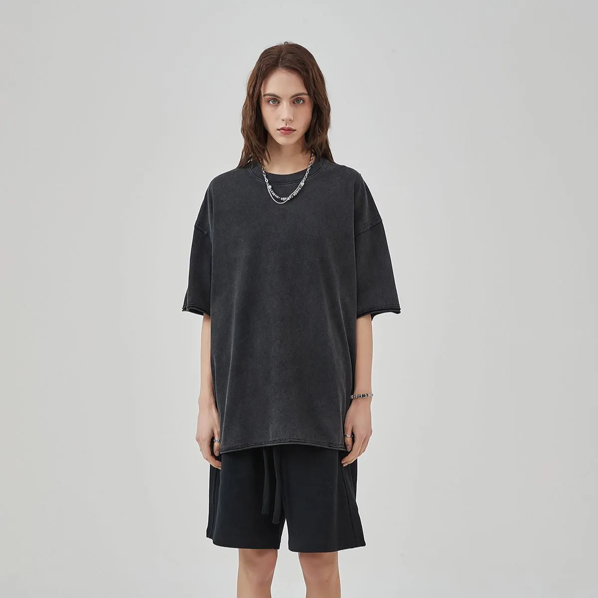 Women's Raw Edge Hem Vintage T Shirt 275gsm