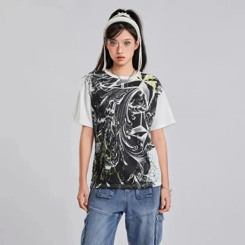 Y2K Women's Summer O-Neck Tops in Polyester Broadcloth
