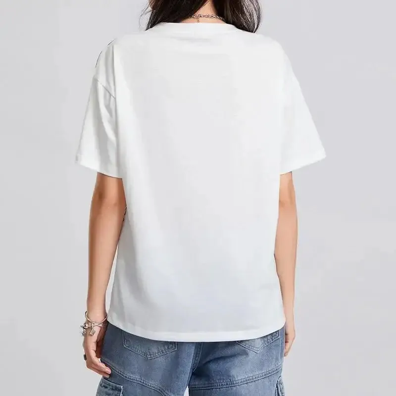 Y2K Women's Summer O-Neck Tops in Polyester Broadcloth